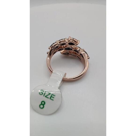 Elegant Rose Gold Ring with Black Gemstones Size 8 - Picture 5 of 9
